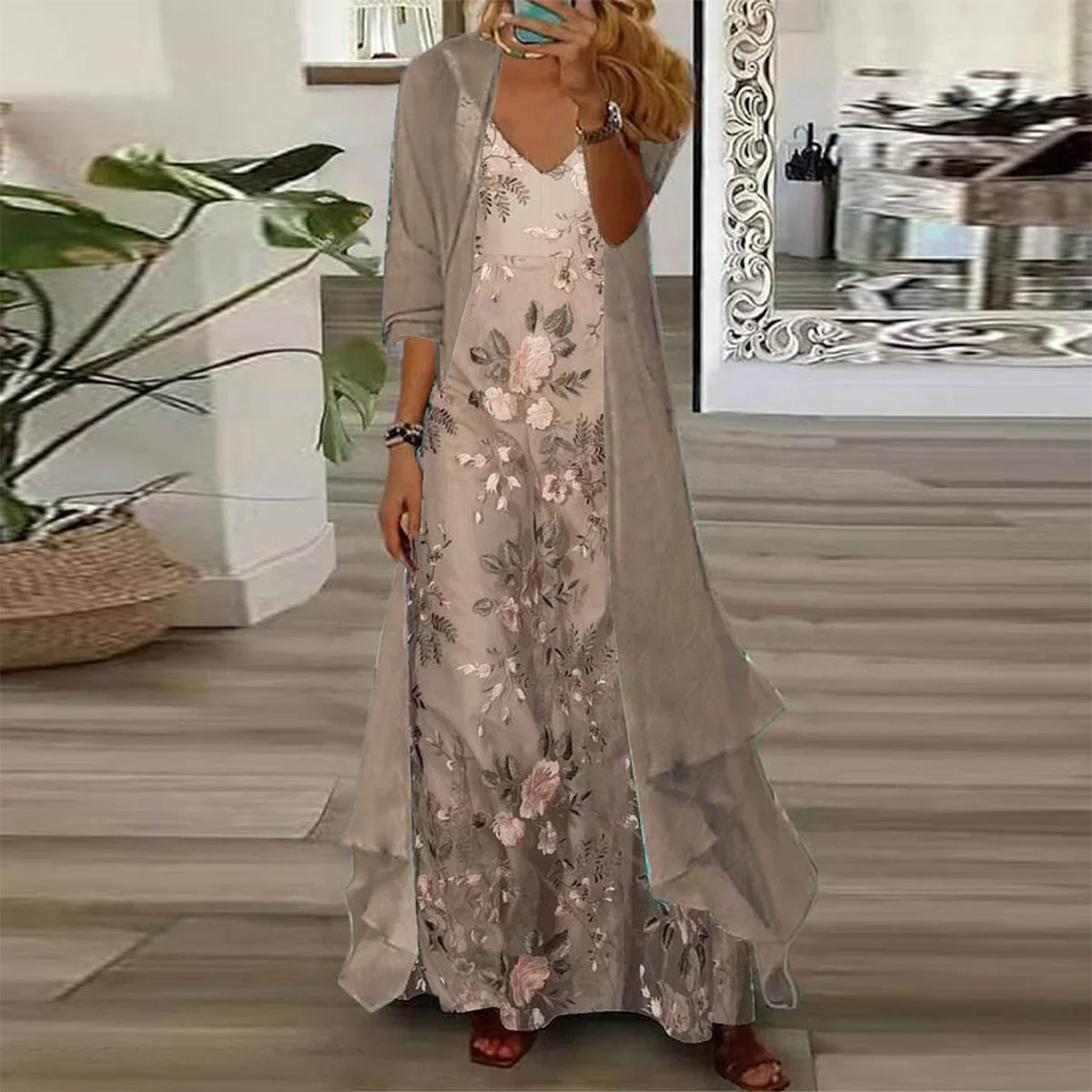 Nathalie | Robe Maxi avec Veste (ensemble de 2 pièces)
