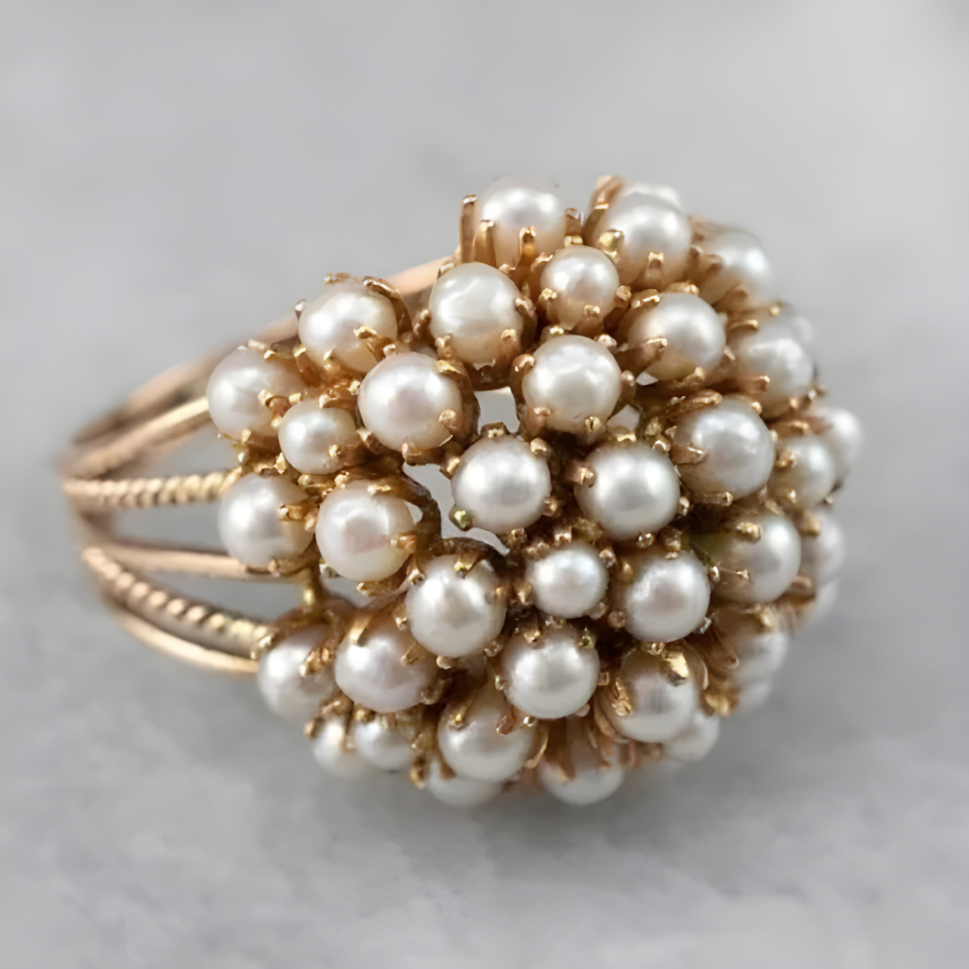 Monica - Bague avec Perles Intarsies