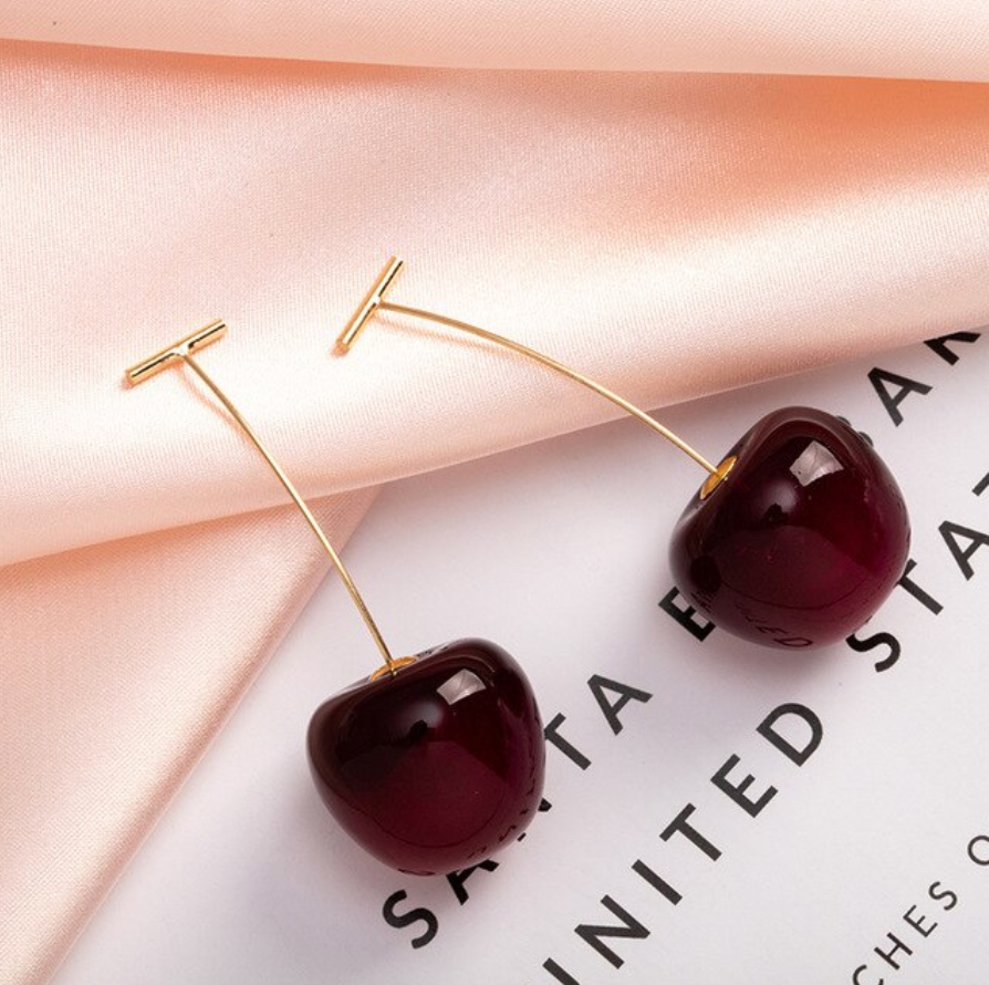 Boucles d’Oreilles Raffinées en Forme de Cerises Rouges