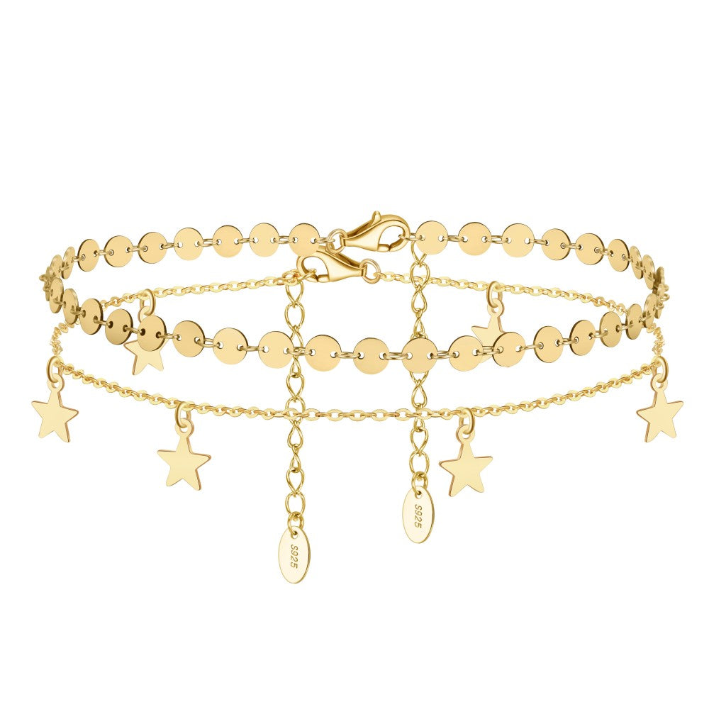 Louna™ | Bracelet de Cheville Étoiles Suspendues