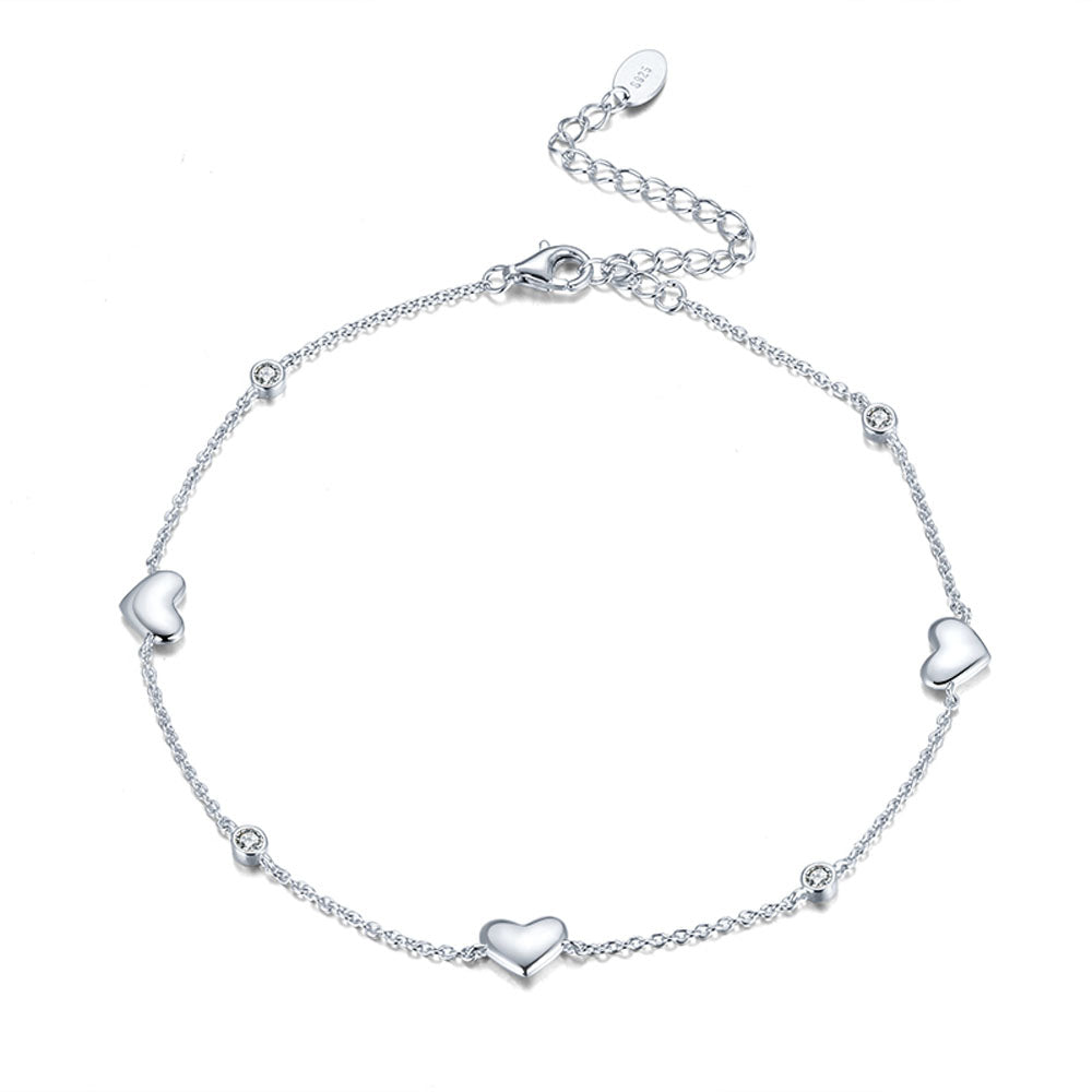 Chloé™ | Bracelet de Cheville Cœurs & Zircon