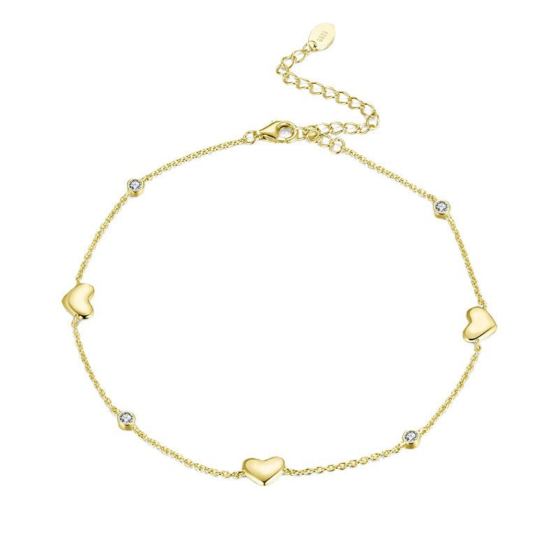 Chloé™ | Bracelet de Cheville Cœurs & Zircon
