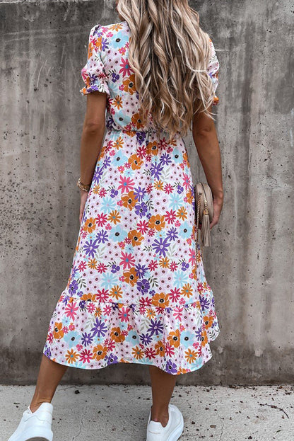 Georgia - Robe longue à fleurs et col en V