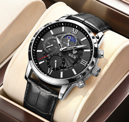 Montre de Luxe en Cuir avec Mouvement à Quartz