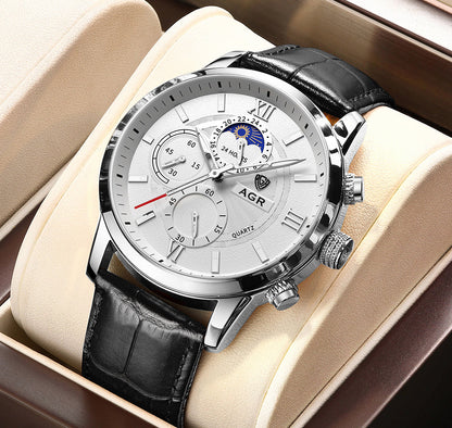 Montre de Luxe en Cuir avec Mouvement à Quartz