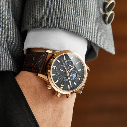 Montre de Luxe en Cuir avec Mouvement à Quartz