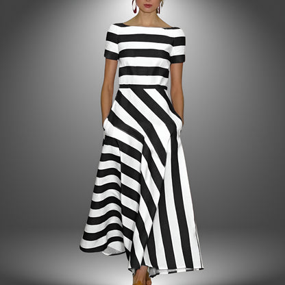 Nicole | Robe Longue à Rayures Artisanale