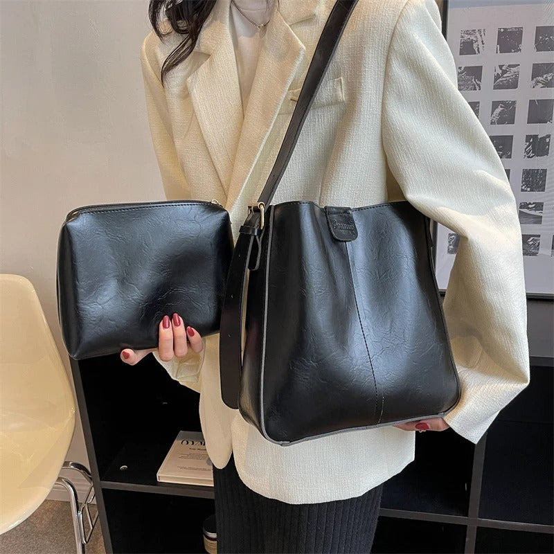 LIEKE™ - SET DE SACS TOTE RÉTRO EN CUIR VEGAN