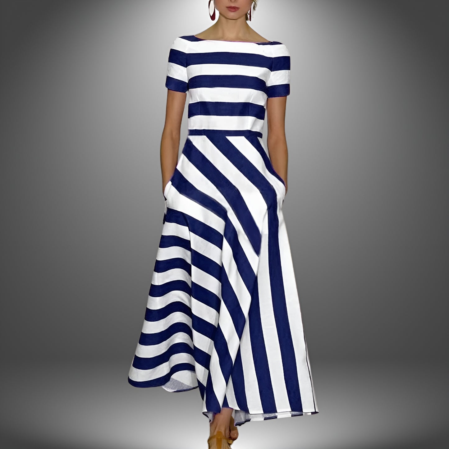 Nicole | Robe Longue à Rayures Artisanale