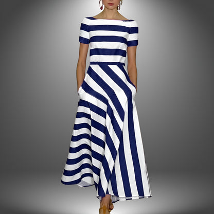 Nicole | Robe Longue à Rayures Artisanale