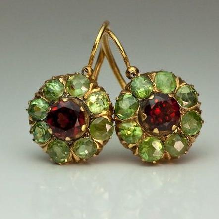 Clémence™ | Boucles cristal vert & rouge