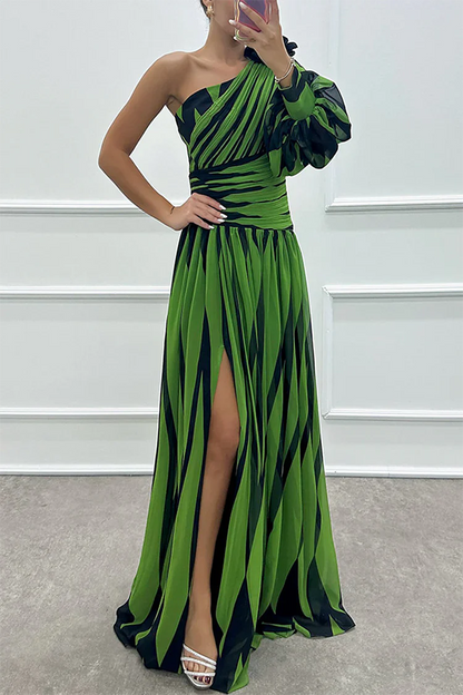 Shiloh™ | Robe maxi élégante à une épaule rayée