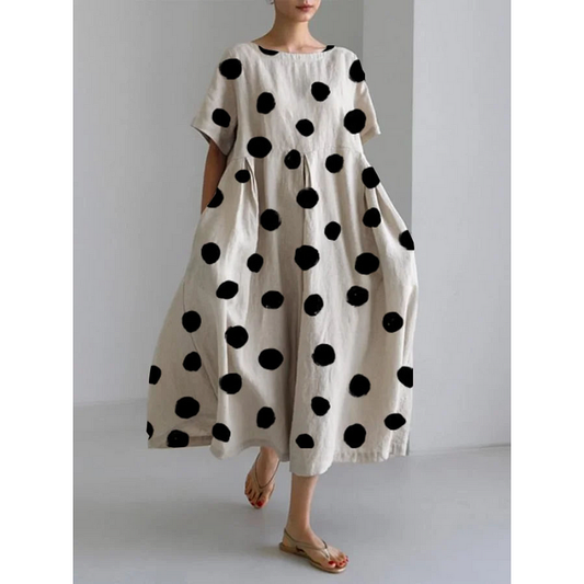 Valentina | Robe Longue Décontractée à Pois Iconiques pour Journées Estivales
