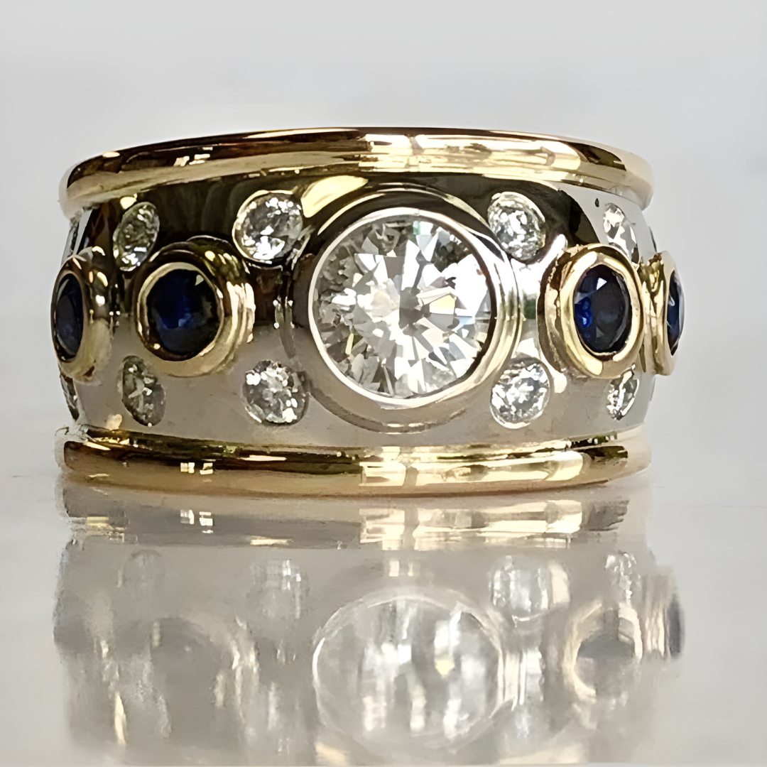 Carolina - Bague en zirconia doré vintage avec incrustation