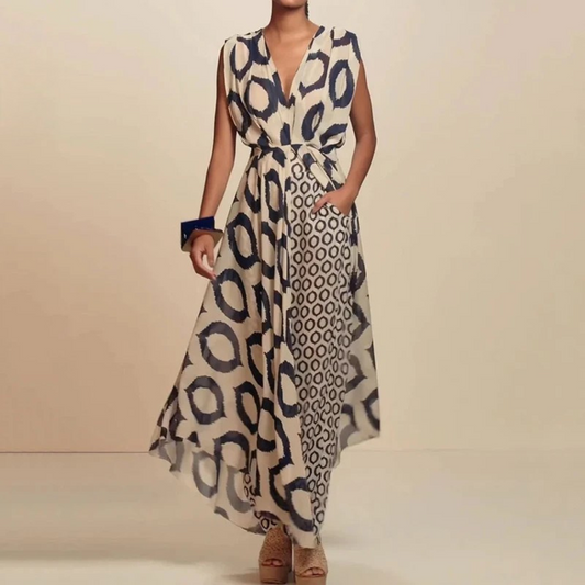 Boho | Robe Longue à Imprimé Ethnique avec Poches