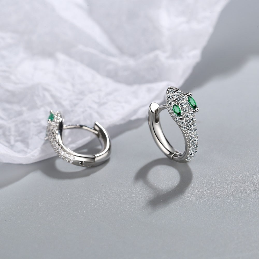 Boucles d'Oreilles Motif Serpent en Argent Sterling 925