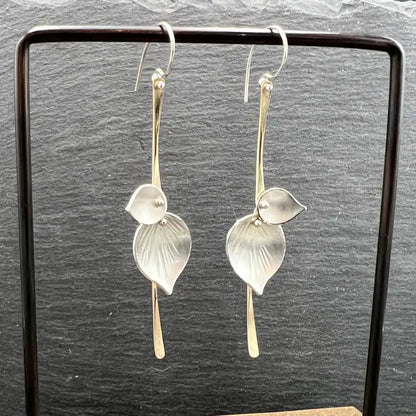 Boucles d'oreilles vintage en argent feuilleté