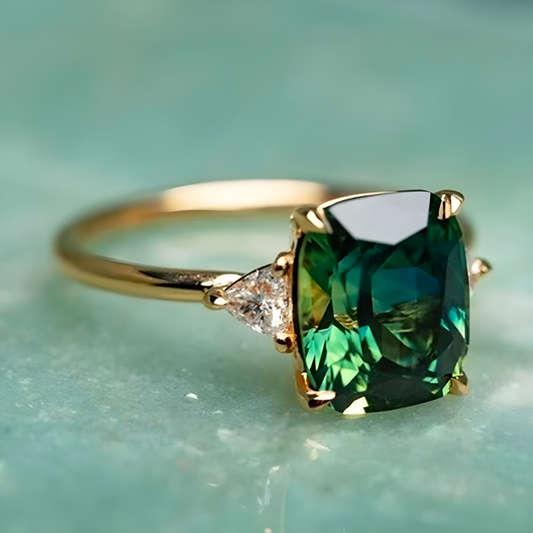 Lina - Bague en Zirconium Vert en Or