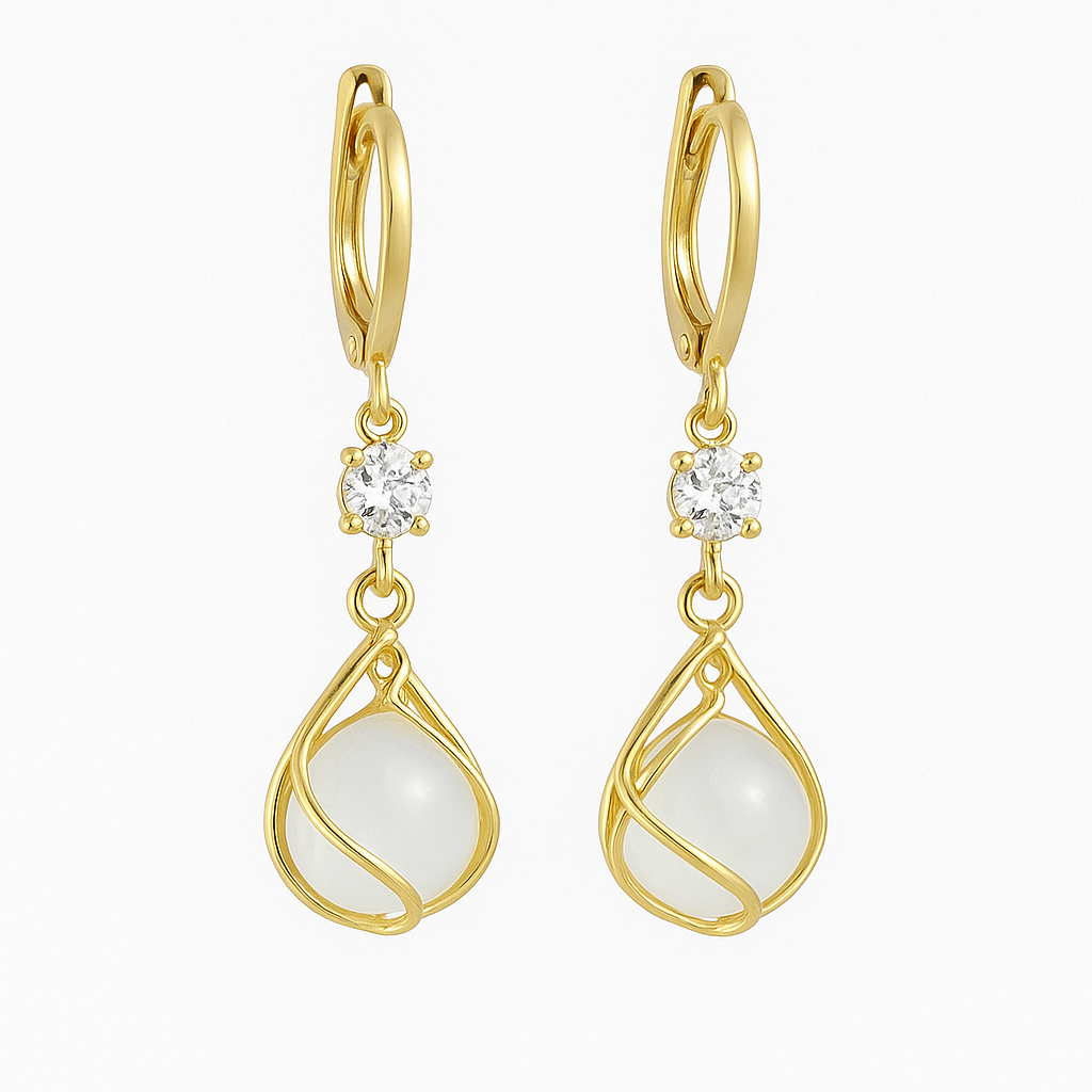 Célia™ | Boucles opale blanche dorées