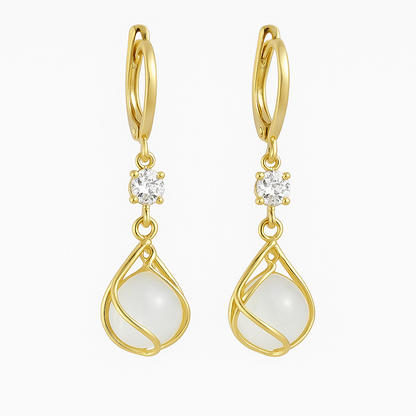 Célia™ | Boucles opale blanche dorées