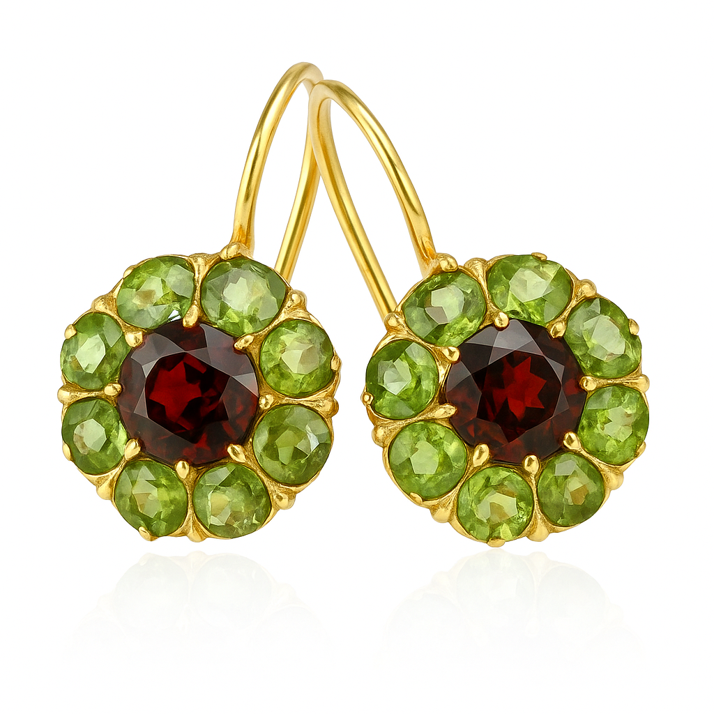 Clémence™ | Boucles cristal vert & rouge