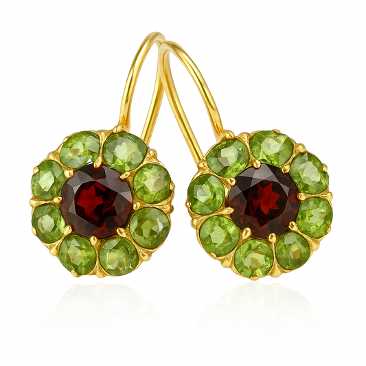 Clémence™ | Boucles cristal vert & rouge