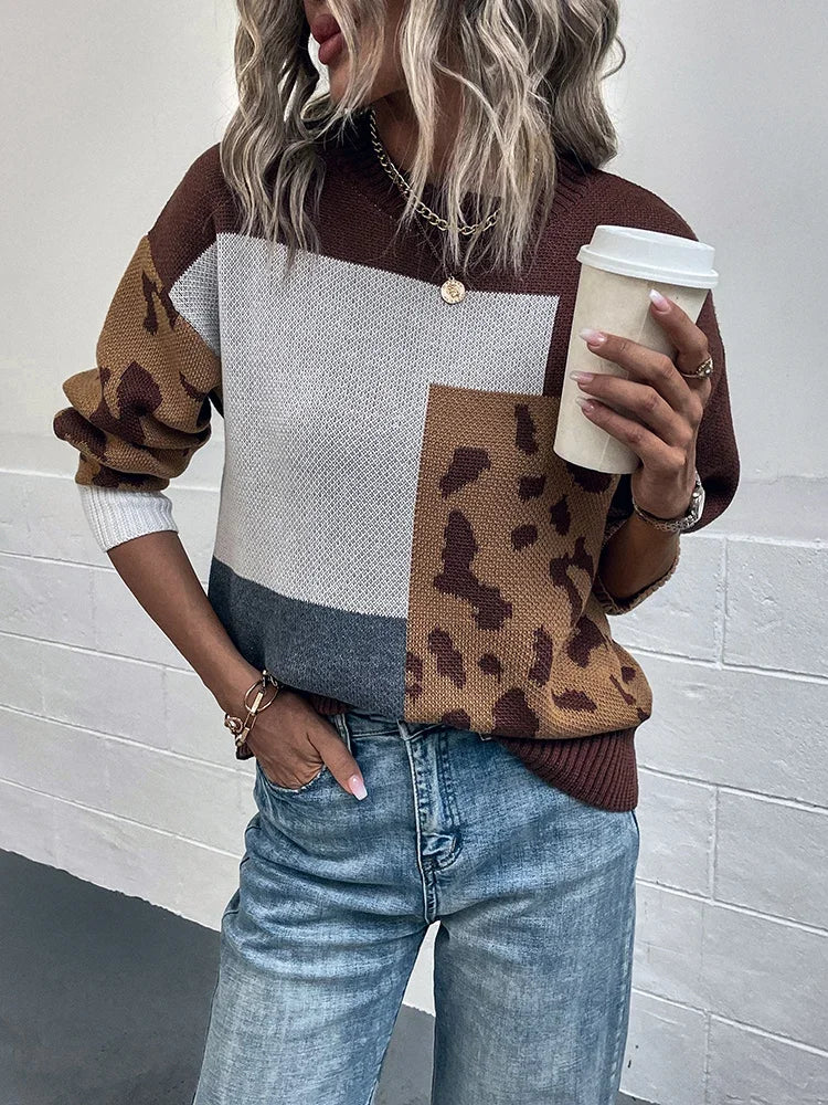 Charlotte™ | Pull Patchwork Léopard Vintage