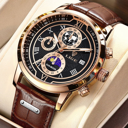 Montre Chronographe avec Bracelet en Cuir Premium