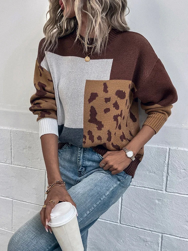Charlotte™ | Pull Patchwork Léopard Vintage