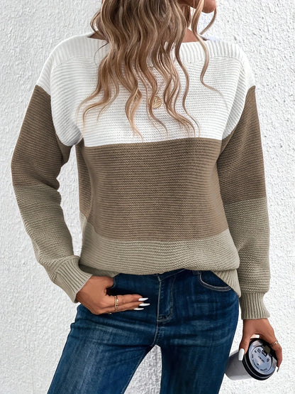 Juliette™ | Élégant pull-over patchwork tricolore