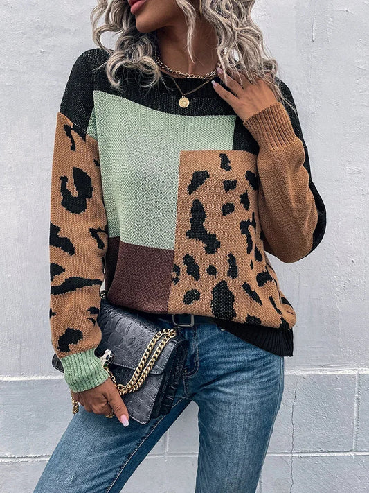 Charlotte™ | Pull Patchwork Léopard Vintage