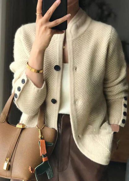 LARISSA - CARDIGAN EN CACHEMIRE AVEC COL MONTANT