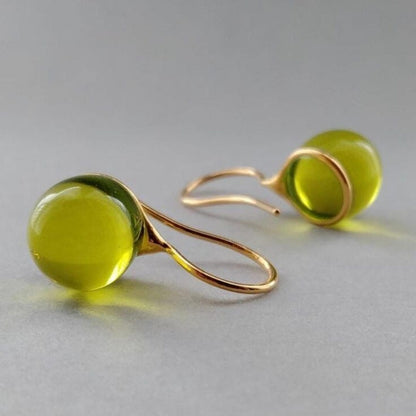 Boucles d'Oreilles Vintage en Cristal Olive