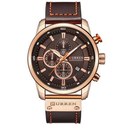 Montre Élégante à Quartz avec Bracelet en Cuir