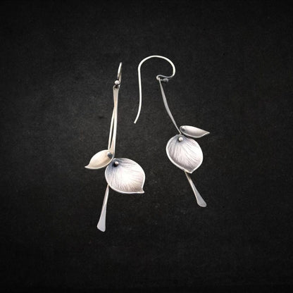 Boucles d'oreilles vintage en argent feuilleté
