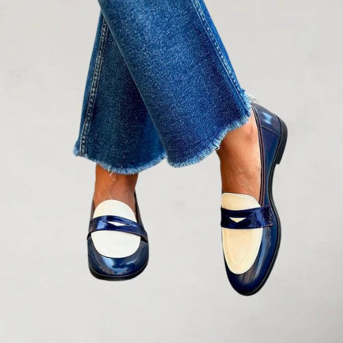 Marleen | Mocassins bleu marine à petit talon