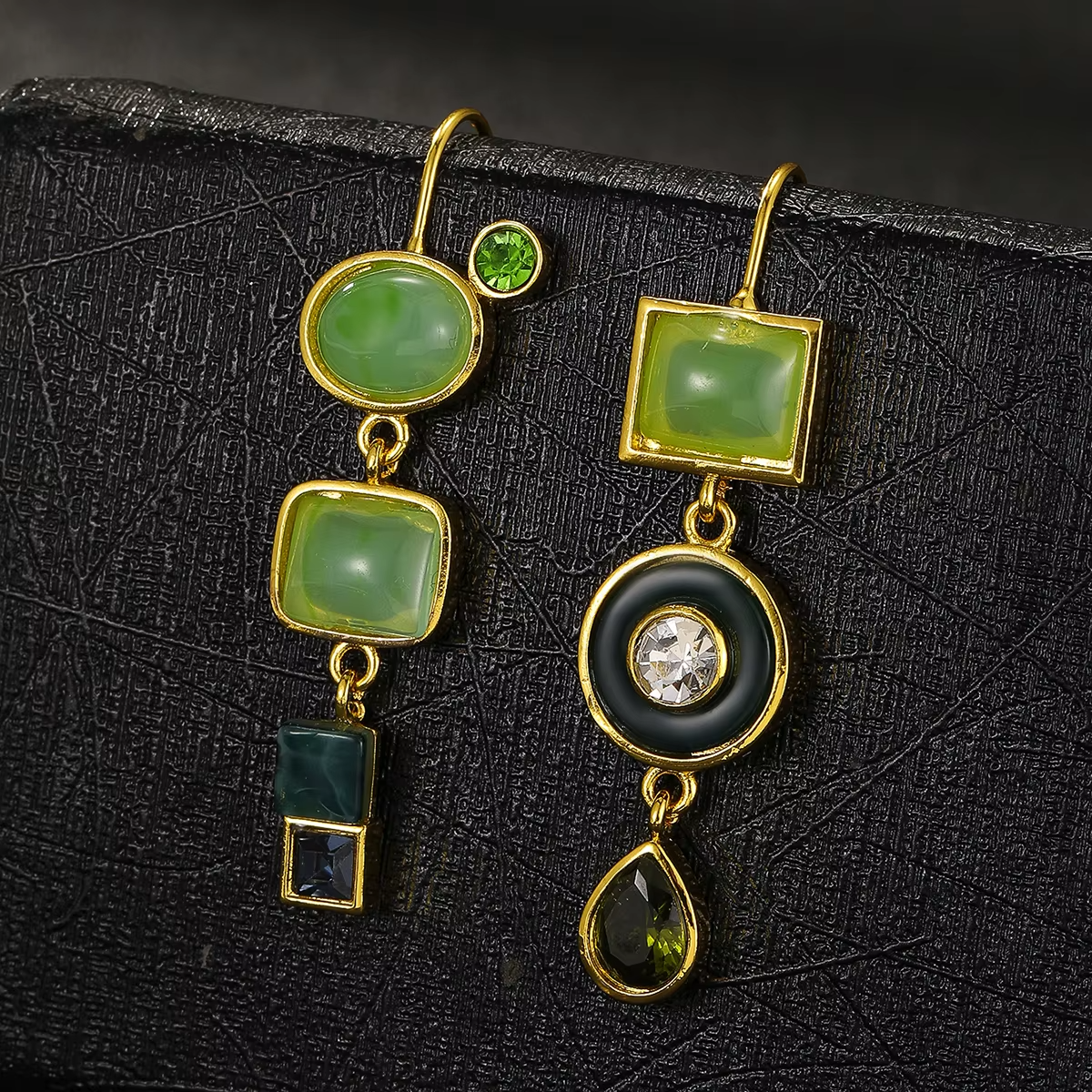 Cindy - Boucles d'Oreilles Pendantes Vert Vintage