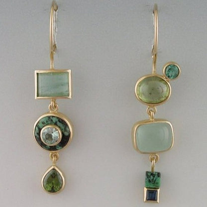 Cindy - Boucles d'Oreilles Pendantes Vert Vintage