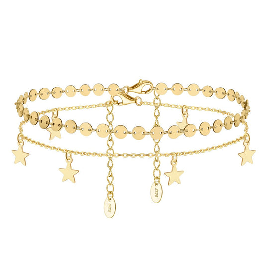 Louna™ | Bracelet de Cheville Étoiles Suspendues