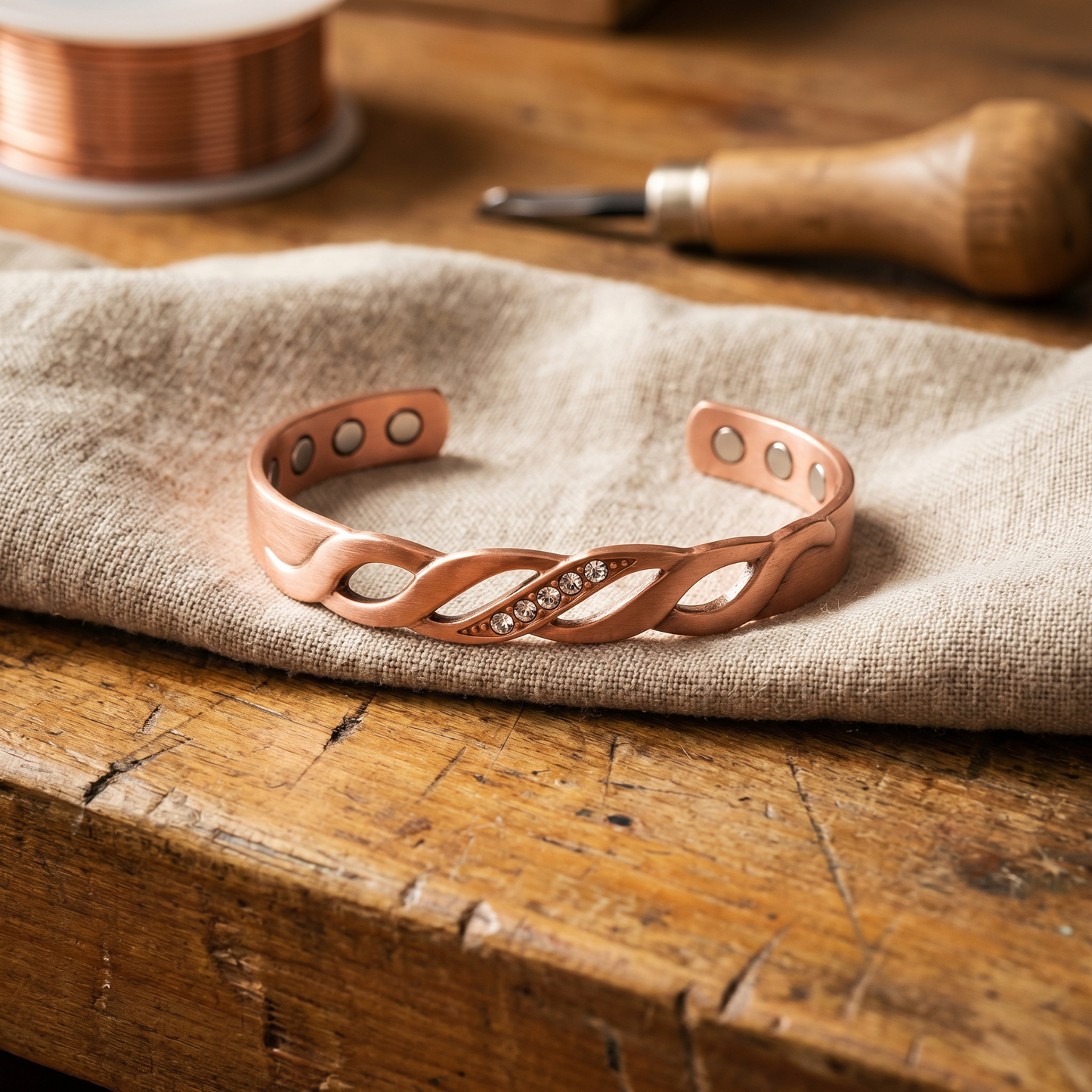 Bracelet en cuivre Seam par Marguax