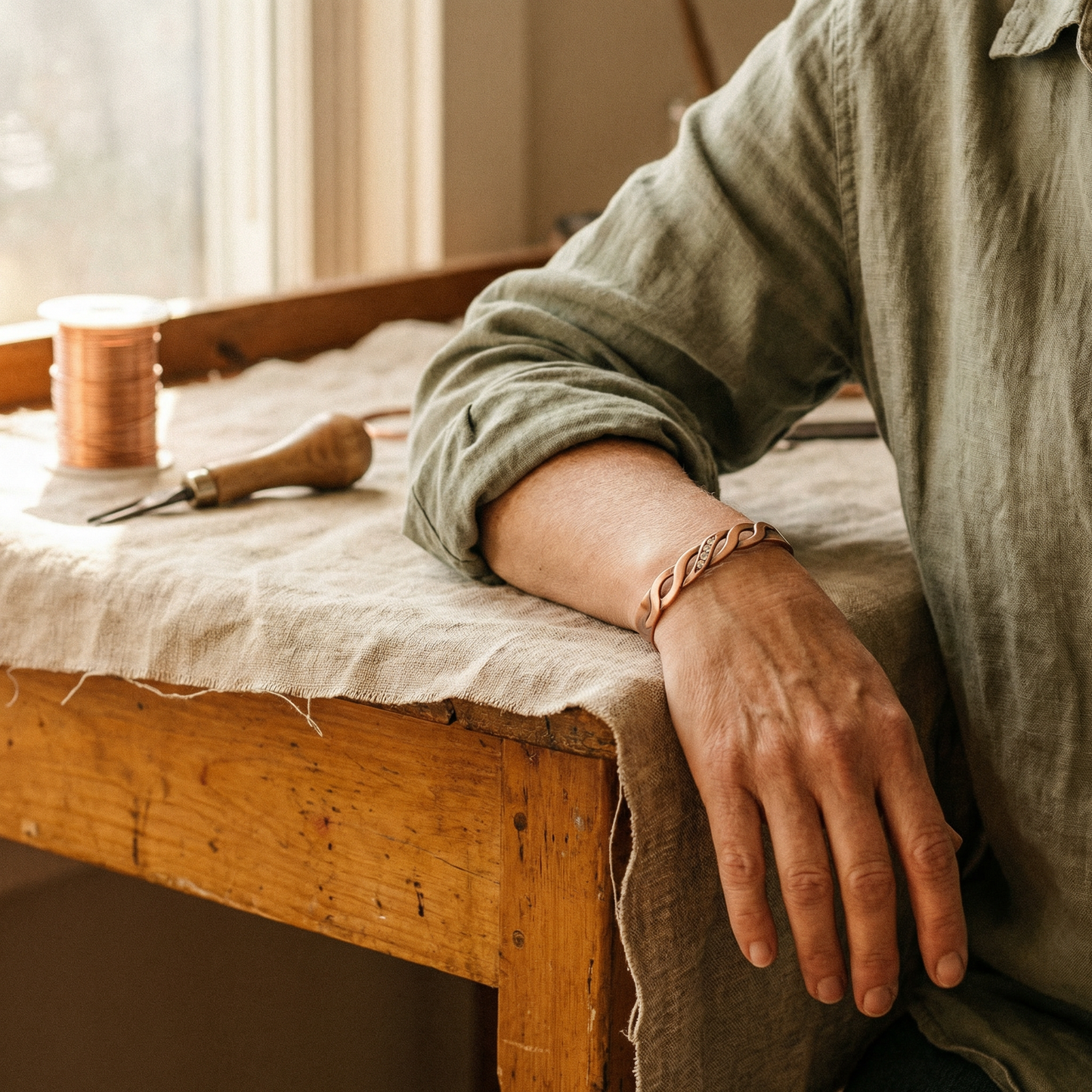 Bracelet en cuivre Seam par Marguax