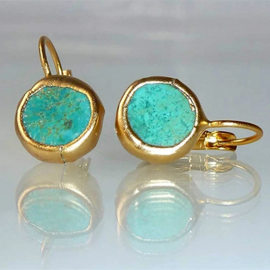 Boucles d'oreilles en or ornées de turquoise