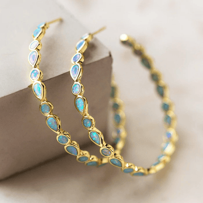 Boucles d'oreilles Vintage en Opale Bleue