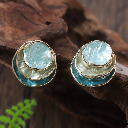 Cristiana - Boucles d'oreilles rondes à plusieurs couches peintes à la main dans un style vintage