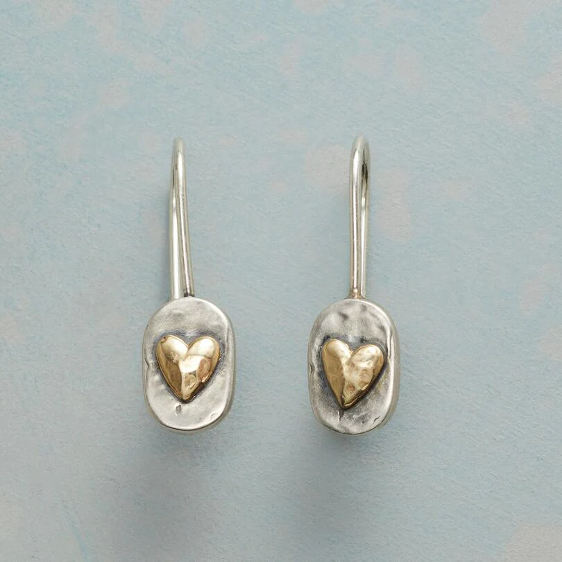 Boucles d'oreilles en forme de cœur en argent et en or