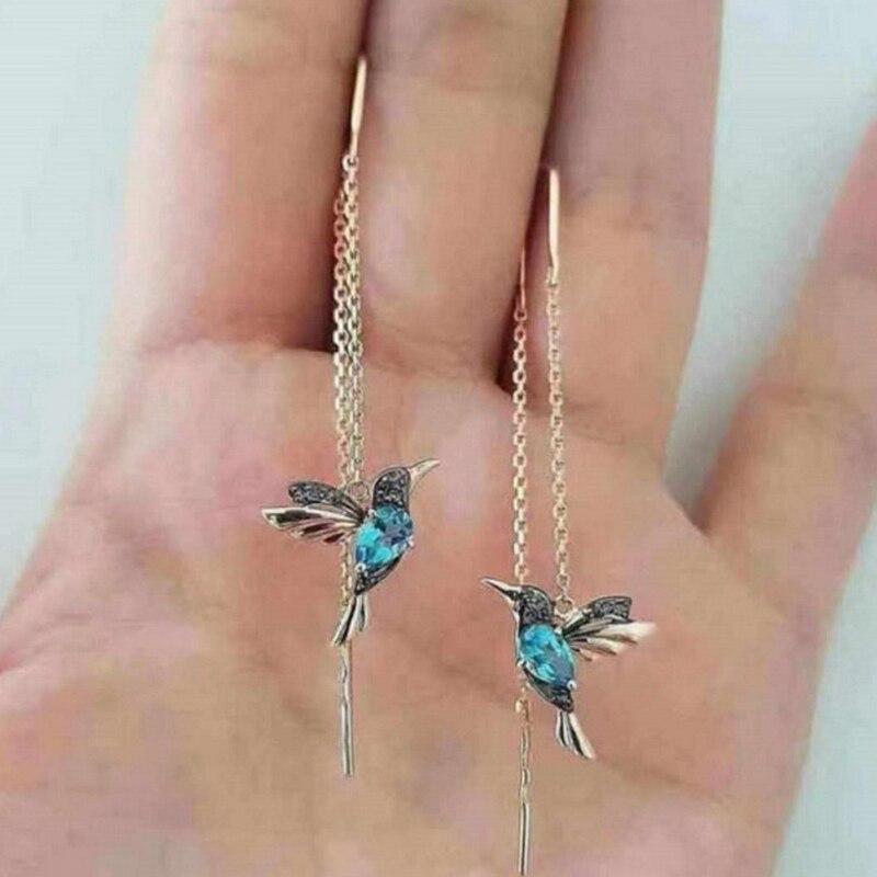 Boucles d'oreilles colibri en émail et zirconium