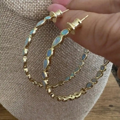 Boucles d'oreilles Vintage en Opale Bleue