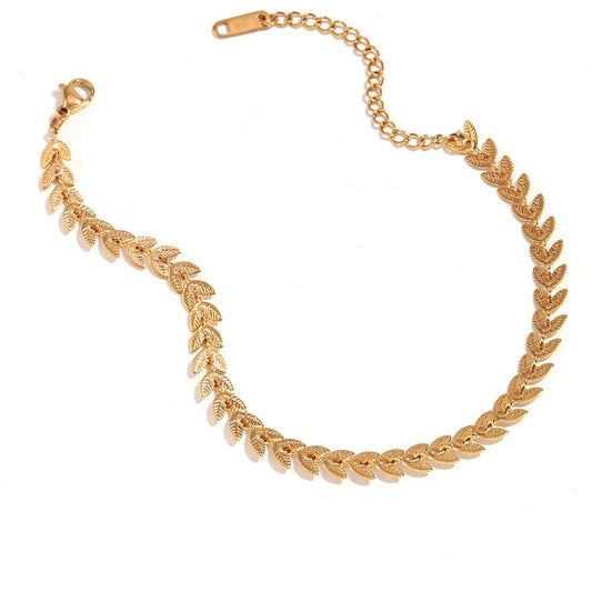 Florine™ | Bracelet de Cheville Feuilles Dorées