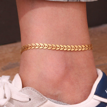 Florine™ | Bracelet de Cheville Feuilles Dorées
