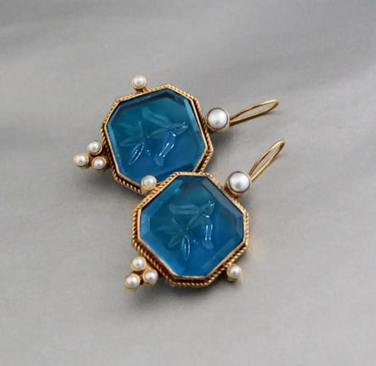 Maeble™ | Boucles d’oreilles vintage avec pierre verte et perle